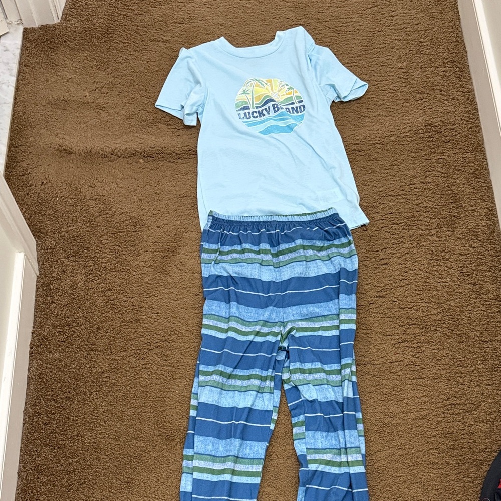 Lucky Brand Kids Light Blue and Navy Pajama Set